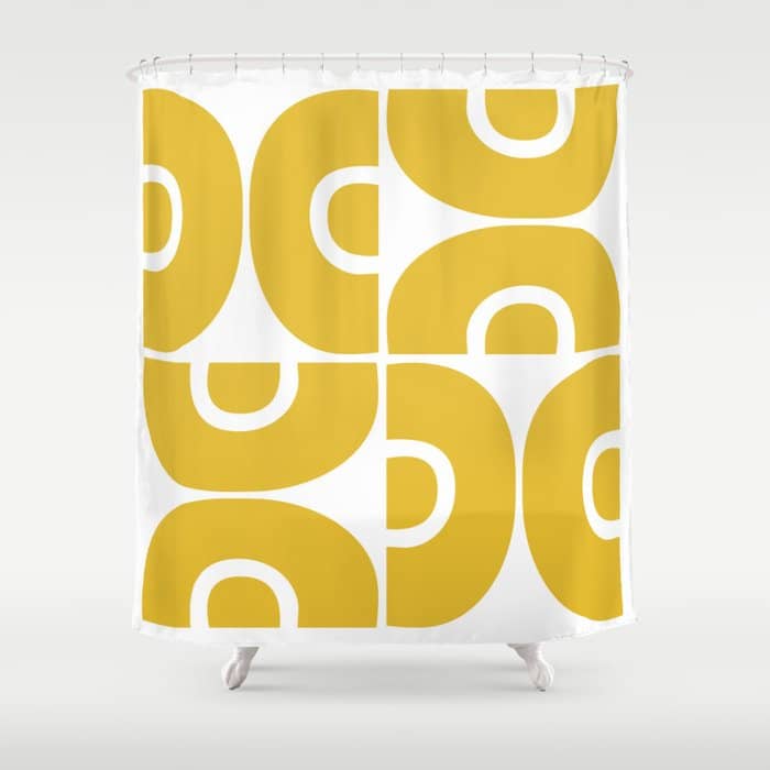 Mid Century Modern Abstract Pattern 7721 Mustard Yellow Shower Curtain