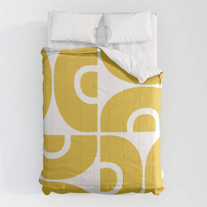 Mid Century Modern Abstract Pattern 7721 Mustard Yellow Comforter