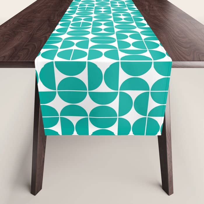 Mid Century Modern Geometric 04 Turquoise Table Runner