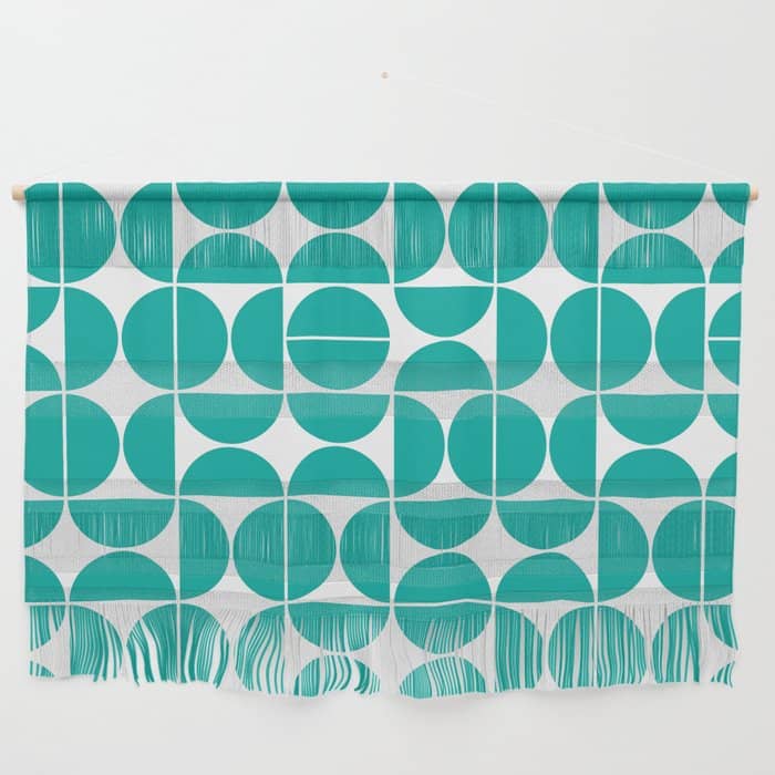 Mid Century Modern Geometric 04 Turquoise Wall Hanging
