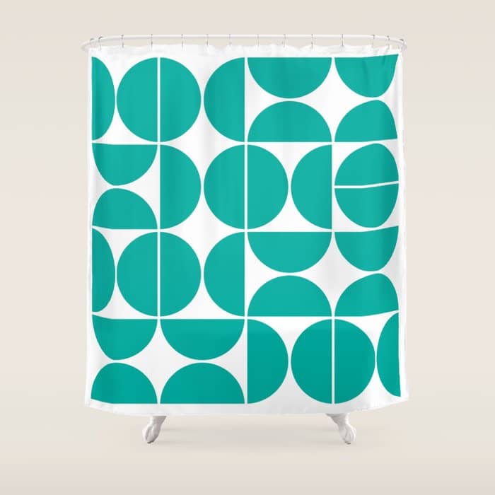 Mid Century Modern Geometric 04 Turquoise Shower Curtain