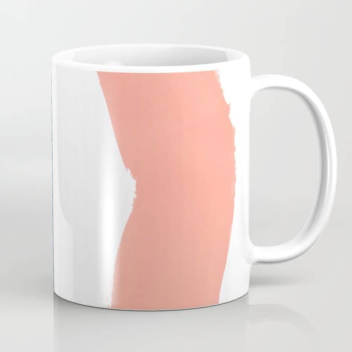 Mid Century Modern Abstract Minimalist Shapes Teal Blue Salmon Pink Coffee Mug