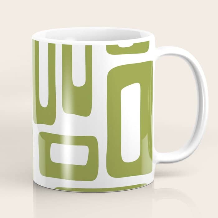 Retro Mid Century Modern Abstract Pattern 336 Olive Green Coffee Mug