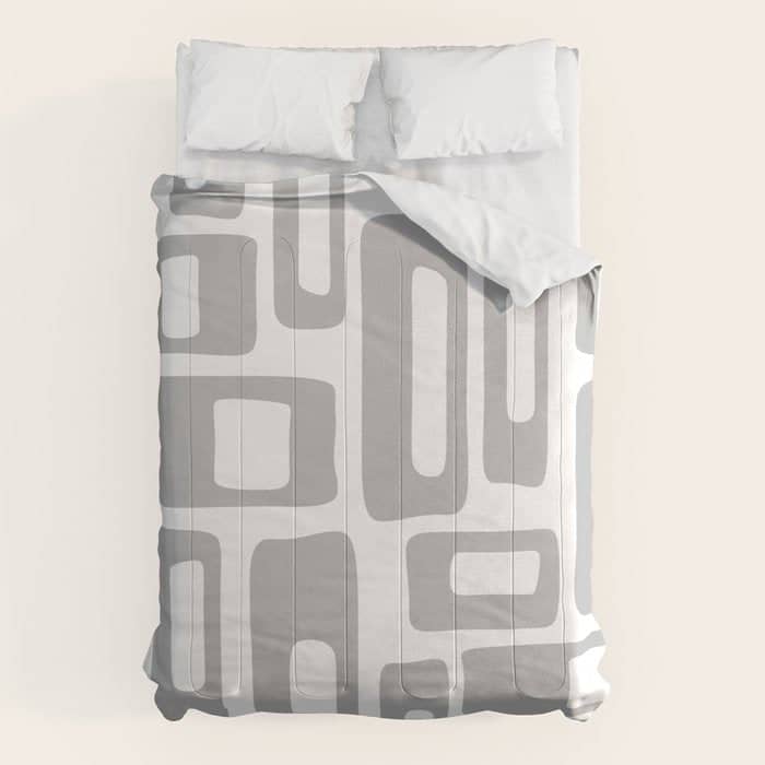 Retro Mid Century Modern Abstract Pattern 336 Gray Comforter