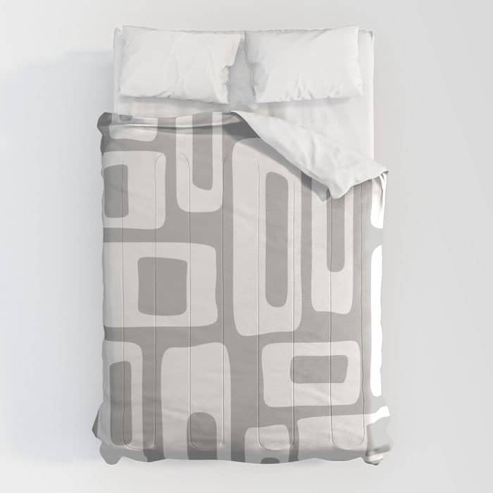 Retro Mid Century Modern Abstract Pattern 335 Mid Mod Winter Gray Comforter