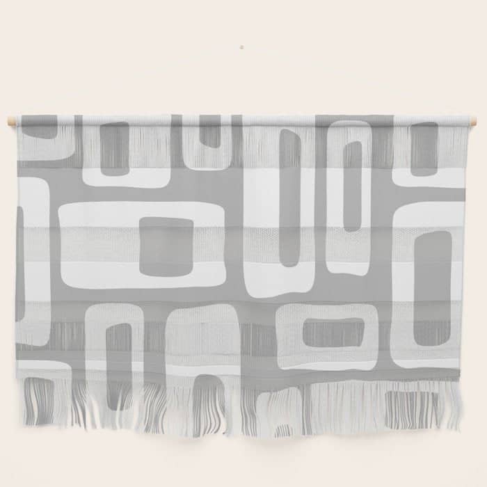 Retro Mid Century Modern Abstract Pattern 335 Mid Mod Winter Gray Wall Hanging