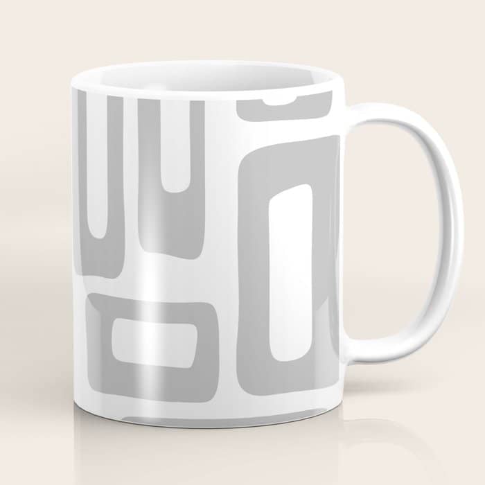 Retro Mid Century Modern Abstract Pattern 336 Gray Coffee Mug