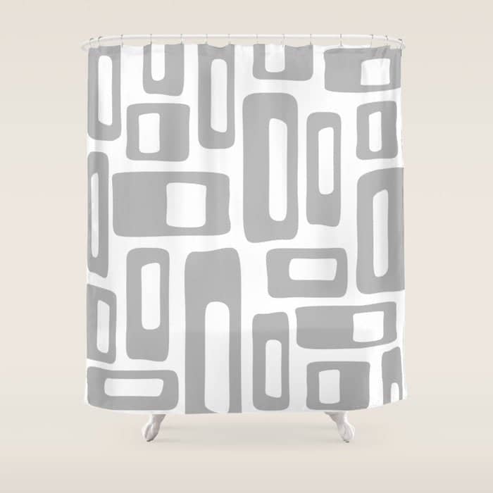 Retro Mid Century Modern Abstract Pattern 336 Gray Shower Curtain