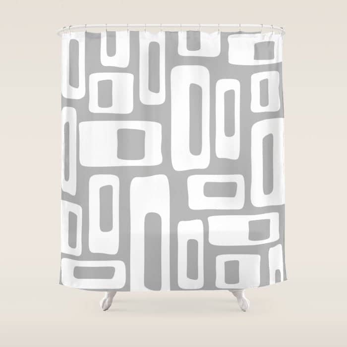 Retro Mid Century Modern Abstract Pattern 335 Mid Mod Winter Gray Shower Curtain