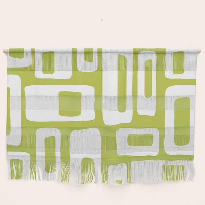 Retro Mid Century Modern Abstract Pattern 335 Chartreuse Wall Hanging