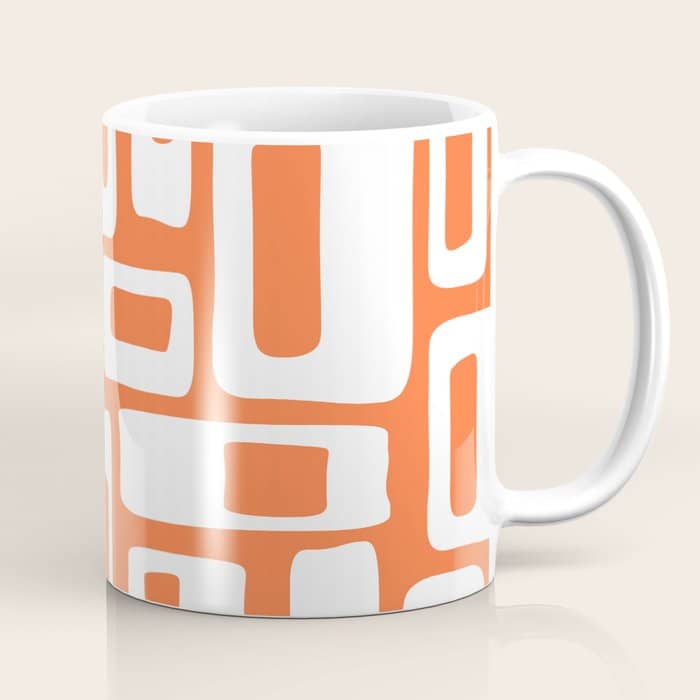 Retro Mid Century Modern Abstract Pattern 335 Orange Coffee Mug