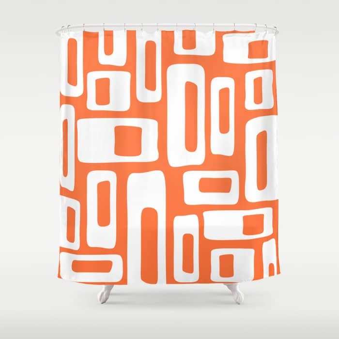 Retro Mid Century Modern Abstract Pattern 335 Orange Shower Curtain