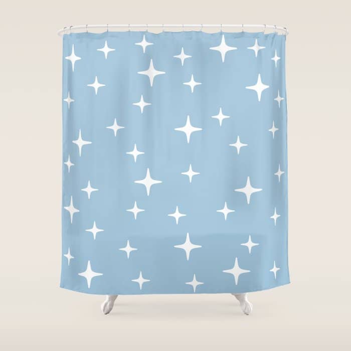 Mid Century Modern Star Pattern 443 Pale Blue Shower Curtain