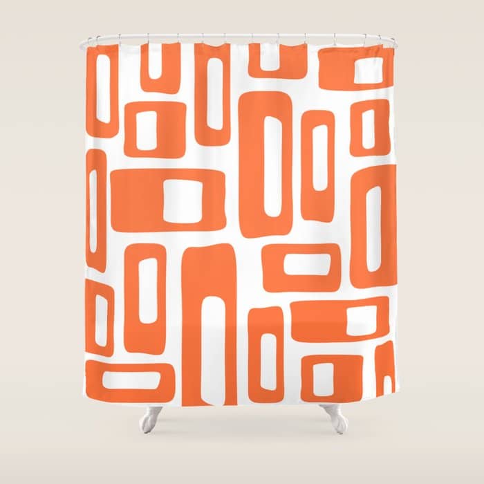 Retro Mid Century Modern Abstract Pattern 336 Orange Shower Curtain