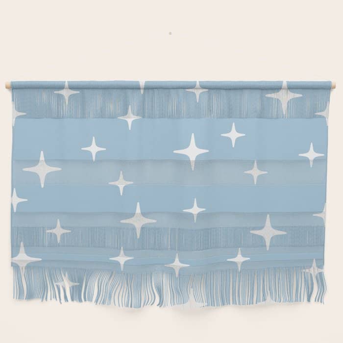 Mid Century Modern Star Pattern 443 Pale Blue Wall Hanging