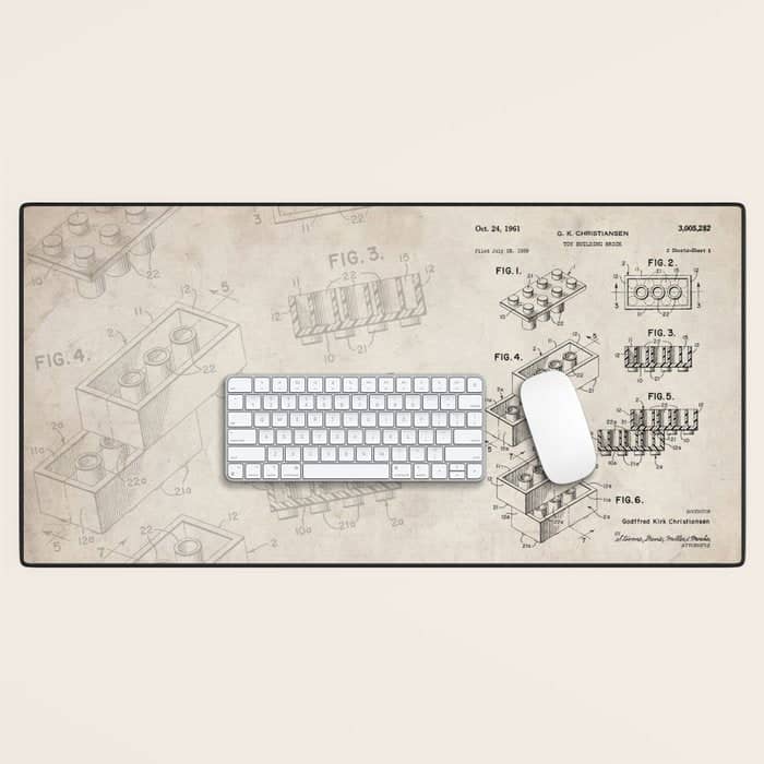 Legos Patent - Legos Brick Art - Antique Desk Mat