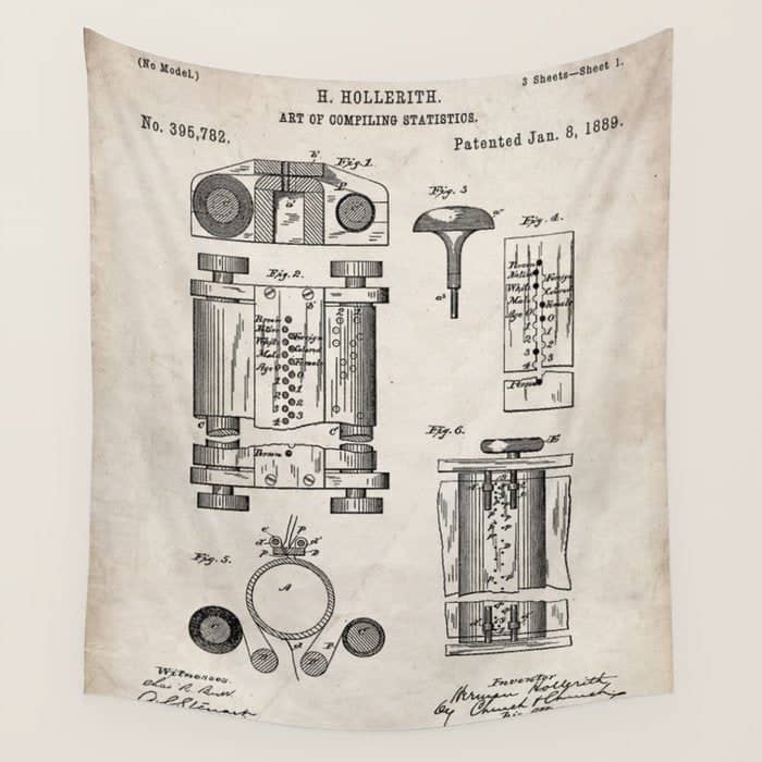 First Computer Patent - Technology Art - Antique Wall Tapestry