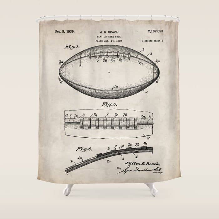 Football Patent - American Football Art - Antique Shower Curtain