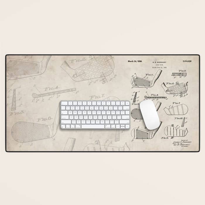 Golf Clubs Patent - Golfing Art - Antique Desk Mat