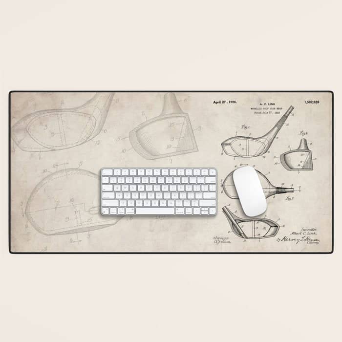 Golf Driver Patent - Golf Art - Antique Desk Mat