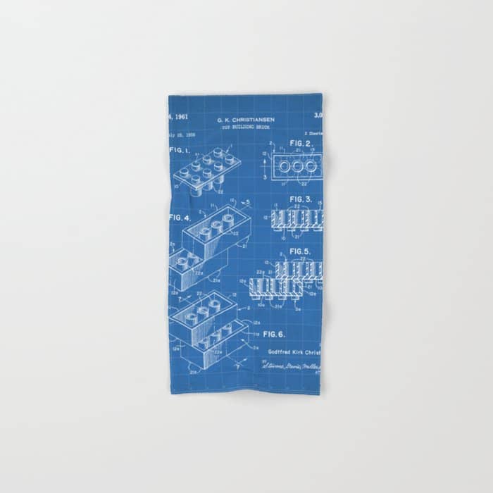 Legos Patent - Legos Brick Art - Blueprint Bath Towel