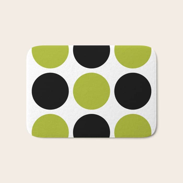 Mid Century Modern Scandinavian Decor Black And Chartreuse Bath Mat