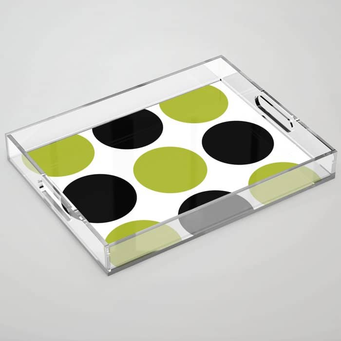 Mid Century Modern Scandinavian Decor Black And Chartreuse Acrylic Tray