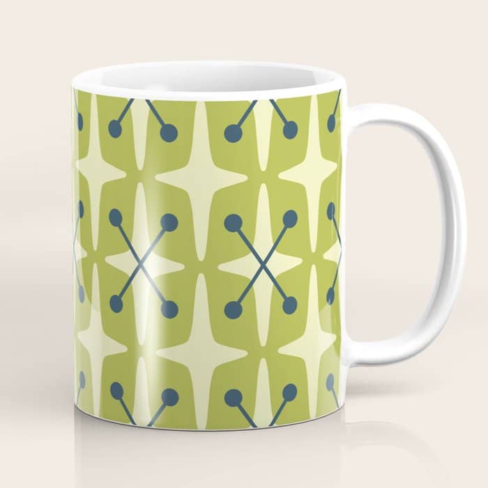 Mid Century Modern Atomic Starburst Pattern 541 Green Coffee Mug