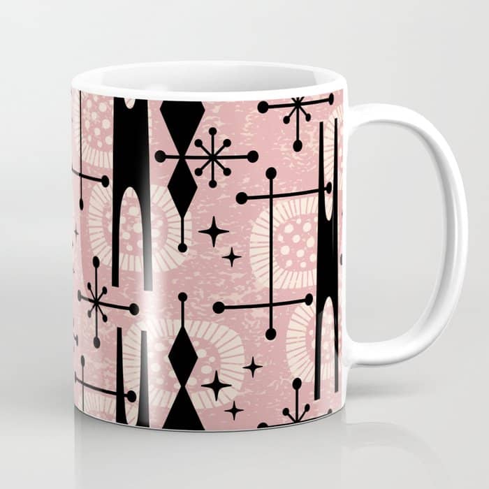 Retro Atomic Mid Century Pattern 771 Dusty Rose Coffee Mug