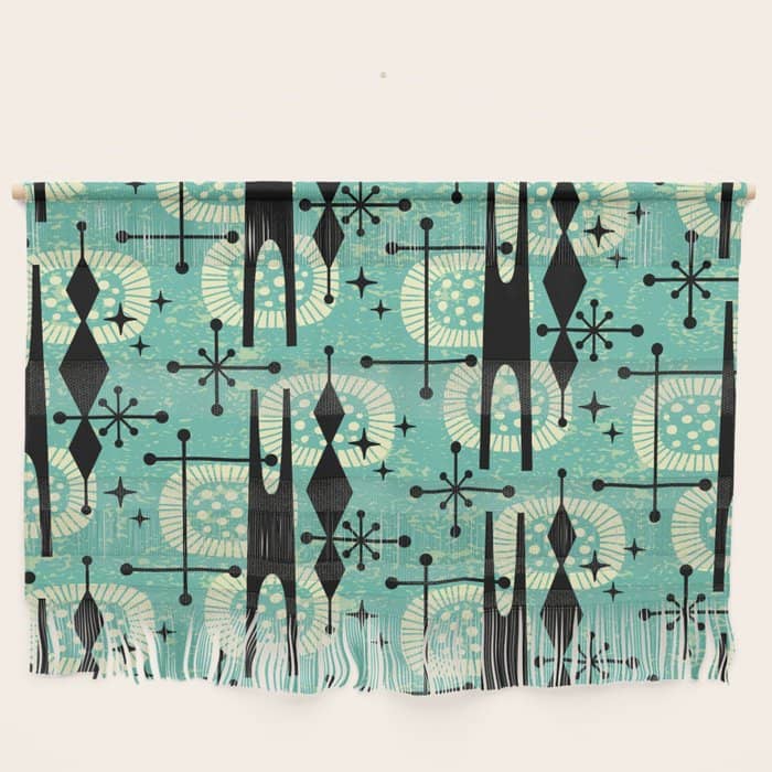 Retro 1950s Style Mid Century Modern 771 Mid Mod Turquoise Wall Hanging