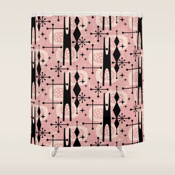 Retro Atomic Mid Century Pattern 771 Dusty Rose Shower Curtain