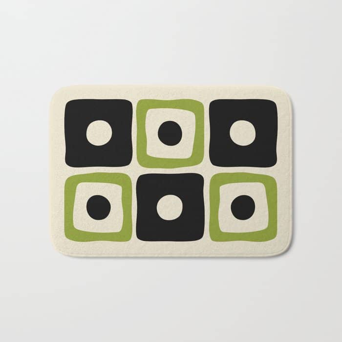 Mid Century Modern Scandinavian Pattern 592 Black And Chartreuse Bath Mat