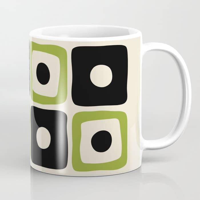 Mid Century Modern Scandinavian Pattern 592 Black And Chartreuse Coffee Mug