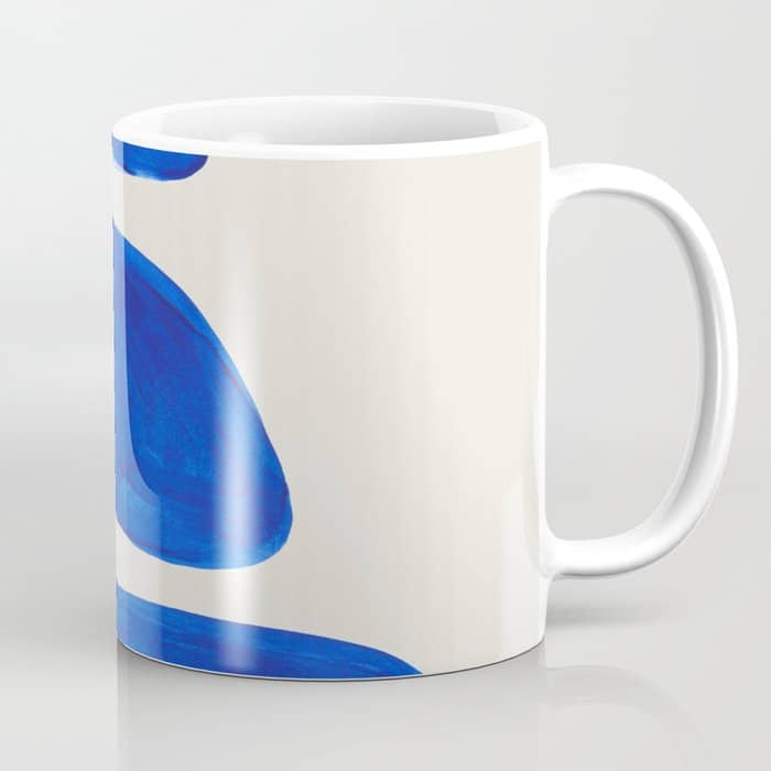 Minimalist Modern Mid Century Colorful Abstract Shapes Phthalo Blue Native Pebbles Stacked Coffee Mug