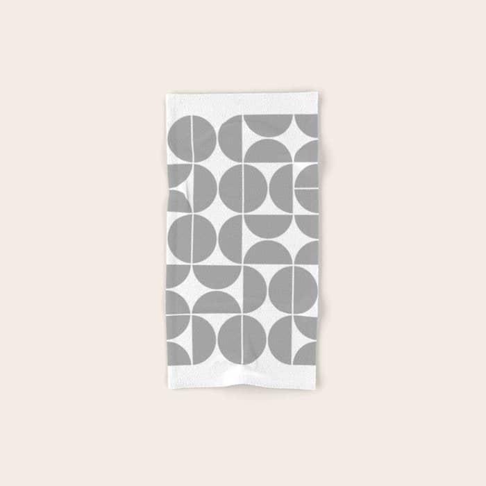 Mid Century Modern Geometric 04 Grey Bath Towel