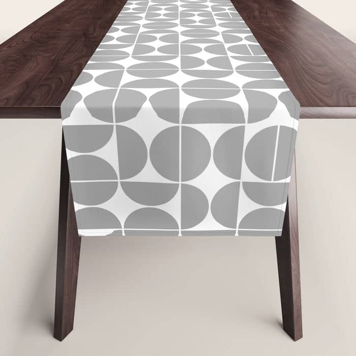 Mid Century Modern Geometric 04 Grey Table Runner