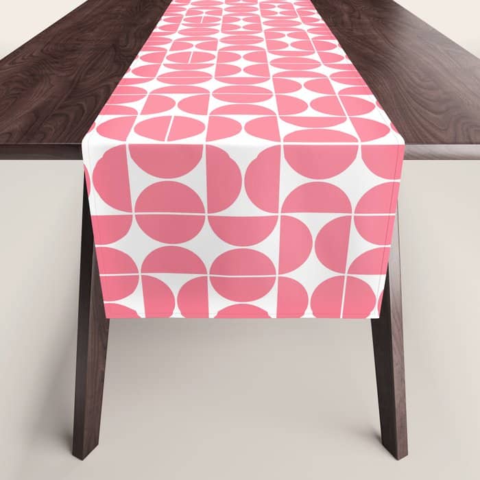 Mid Century Modern Geometric 04 Pink Table Runner