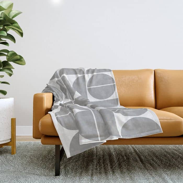 Mid Century Modern Geometric 04 Grey Throw Blanket