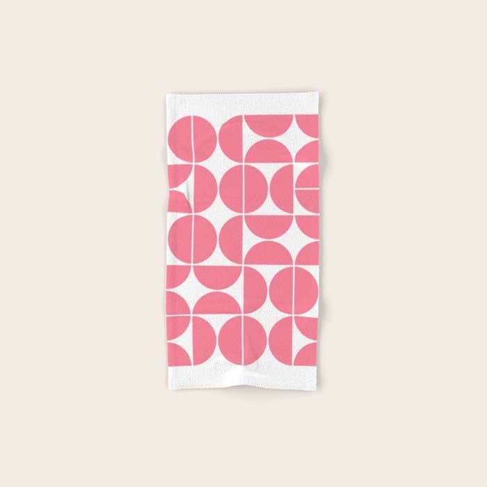 Mid Century Modern Geometric 04 Pink Bath Towel
