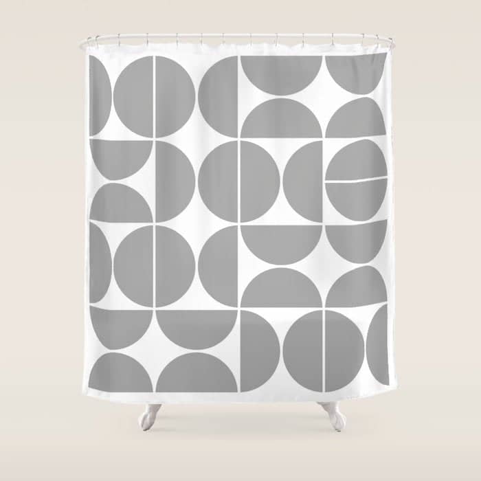 Mid Century Modern Geometric 04 Grey Shower Curtain