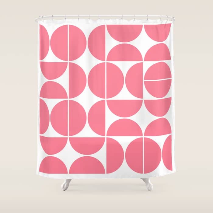 Mid Century Modern Geometric 04 Pink Shower Curtain