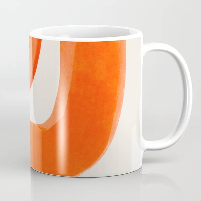 Mid Century Modern Abstract Minimalist Abstract Vintage Retro Orange Watercolor Brush Strokes Coffee Mug