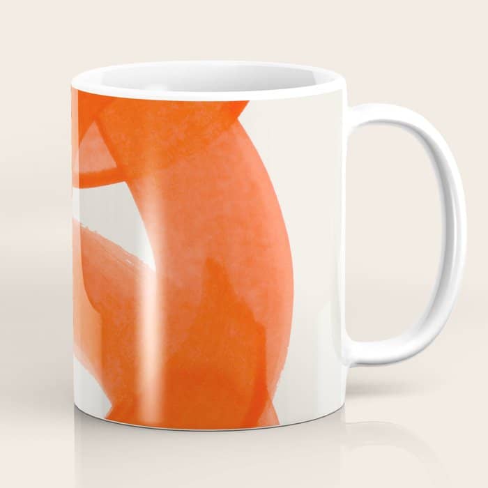 Mid Century Modern Abstract Painting Orange Watercolor Brush Strokes Coffee Mug
