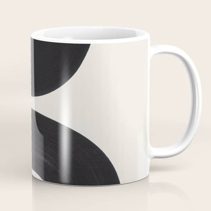 Mid Century Modern Minimalist Abstract Art Brush Strokes Black & White Ink Art Tribal Marking Coffee Mug