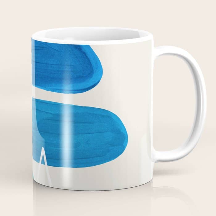 Fun Abstract Minimalist Mid Century Modern Colorful Shapes Marine Green Blue Ombre Watercolor Bubble Coffee Mug