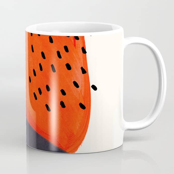 Mid Century Modern Abstract Minimalist Fun Colorful Shapes Patterns Orange Blue Bubbles Organic Coffee Mug