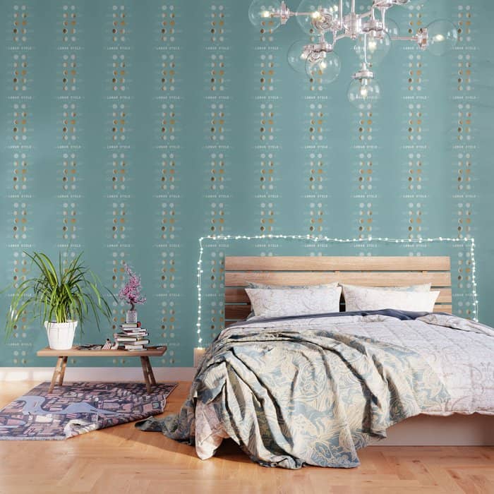 The Lunar Cycle â¢ Phases Of The Moon â Copper & Robin'S Egg Blue Palette Wallpaper
