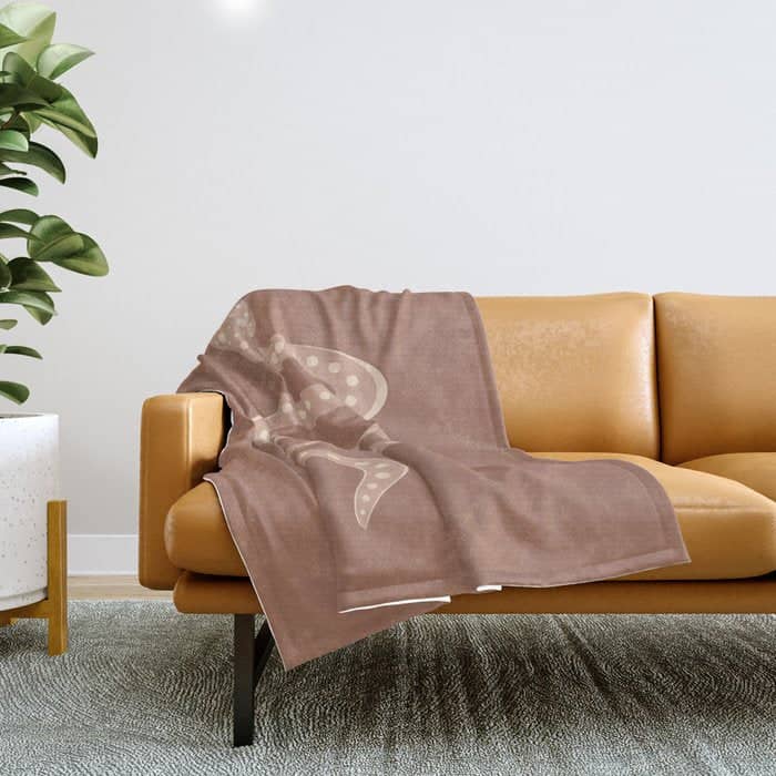 Minimal Snake - Neutral Rose Throw Blanket