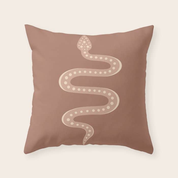 Minimal Snake - Neutral Rose Throw Pillow