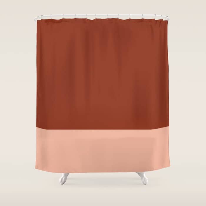 Rich Maroon Rust And Pale Salmon Color Block Shower Curtain
